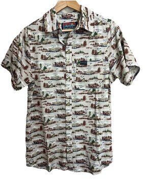 Burlebo Shirt Mens S Button Up Short Sleeve Hunting Dog Outdoor Performance.  R